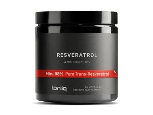 Cápsulas de resveratrol de pureza ultraalta Toniiq - 98 % trans-resveratrol - Altamente purificadas y biodisponibles - Suplemento de reservatrol de 60 cápsulas