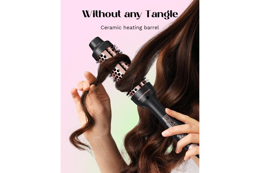 Cepillo térmico Wavytalk Pro para un aspecto soplado, cepillo redondo con calefacción iónica de 1 1/2 pulgadas que hace que el cabello sea más suave, cepillo redondo térmico de doble voltaje para obtener rizos naturales, fácil de usar, calentamiento rápido 30S - Image 6