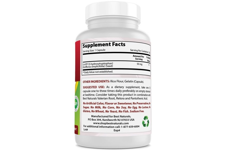 Best Naturals 5-HTP 50 mg 120 cápsulas, 5 cápsulas HTP apoya la relajación y el sueño reparador - Image 5