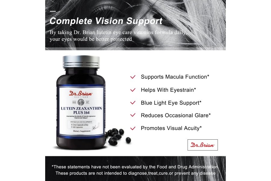 Dr. Brian Eye Vitamins Luteína y zeaxantina Cápsula Suplemento de luteína con luteína 16 mg Zeaxantina 4 mg Astaxantina 5 mg Vitamina A 2333 UI Vitamina E 9 UI para ojos secos Salud de la visión - Image 4