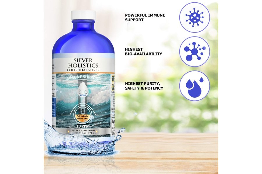 Líquido de plata coloidal - Botella de vidrio de 16 oz de Silver Holisitcs - Image 3