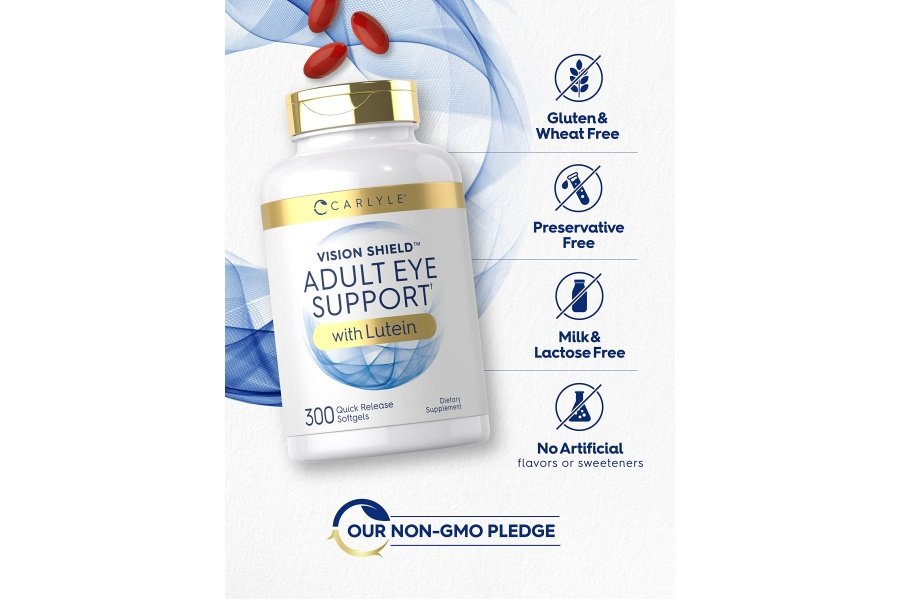 Soporte para ojos para adultos Carlyle | 300 Cápsulas | con Luteína y Zeaxantina | Suplemento sin OGM y sin gluten - Image 4