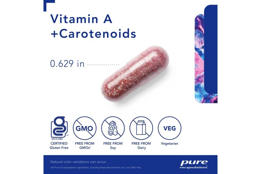 Pure Encapsulations Vitamina A + Carotenoides (Luteína, Zeaxantina y Astaxantina) | Suplemento dietético hipoalergénico | 90 Cápsulas - Image 3