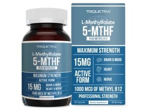 L folato de metilo 15 mg más cofactor de metilo B12 - Fuerza profesional, forma activa de 5-MTHF - Apoya el estado de ánimo, la metilación y la cognición - Formas bioactivas de vitamina B9 y B12 (60 cápsulas)