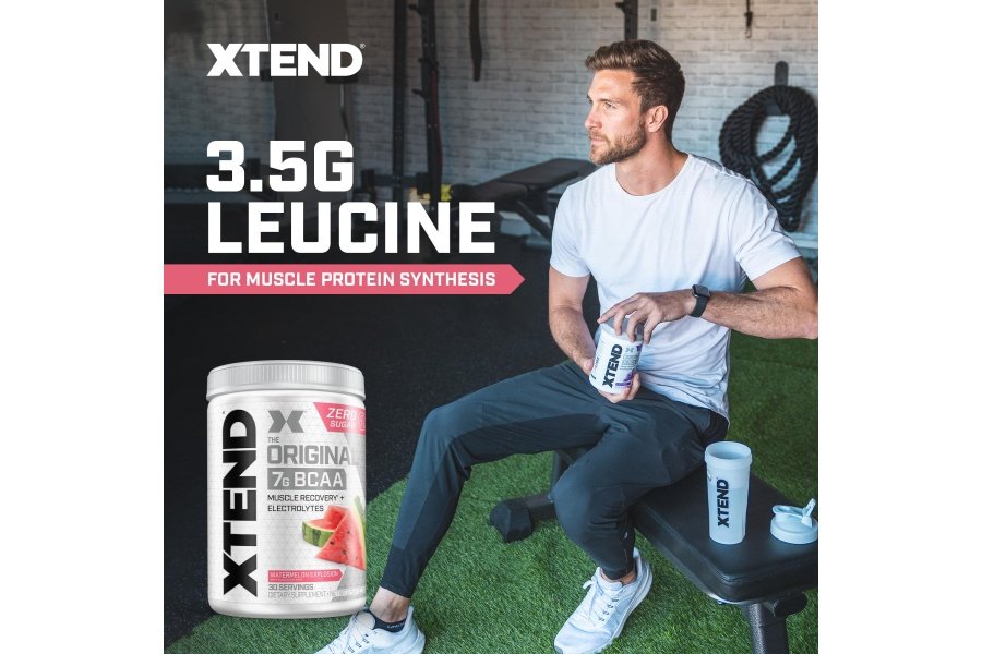 XTEND Original BCAA Powder Sandía Explosion - Bebida de recuperación muscular post-entrenamiento sin azúcar con aminoácidos - 7 g de BCAA para hombres y mujeres - 30 porciones - Image 4