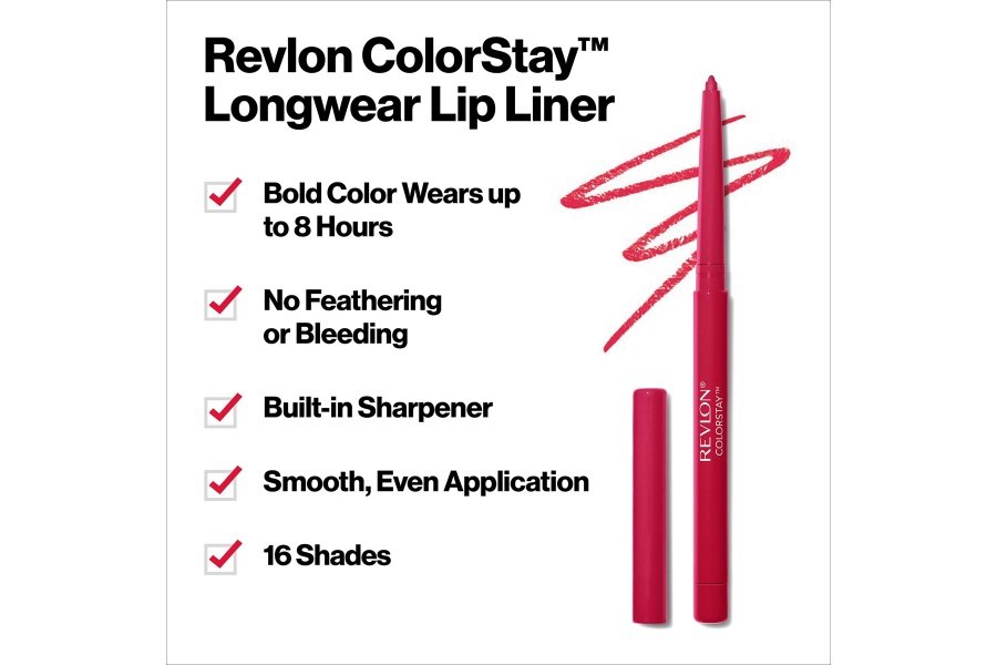 REVLON Delineador de labios, maquillaje de labios Colorstay con sacapuntas incorporado, colores de labios ricos de larga duración, aplicación suave, 645 chocolate, 0.01 oz - Image 3