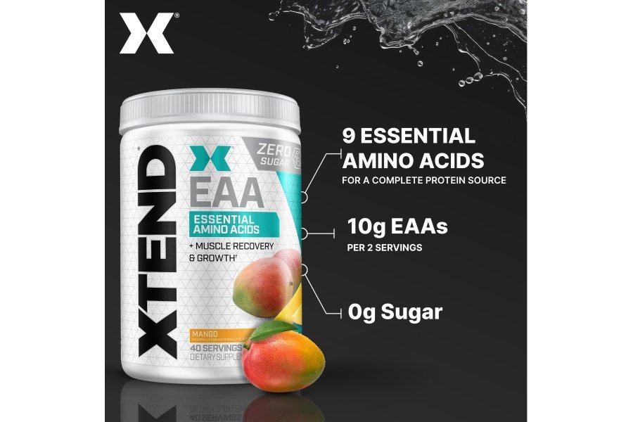 XTEND EAA + BCAA en polvo | Recuperación muscular y crecimiento muscular magro | 9 aminoácidos esenciales para la recuperación durante o después del entrenamiento | 10 g de EAA por 2 porciones | Mango 40 Porciones - Image 4