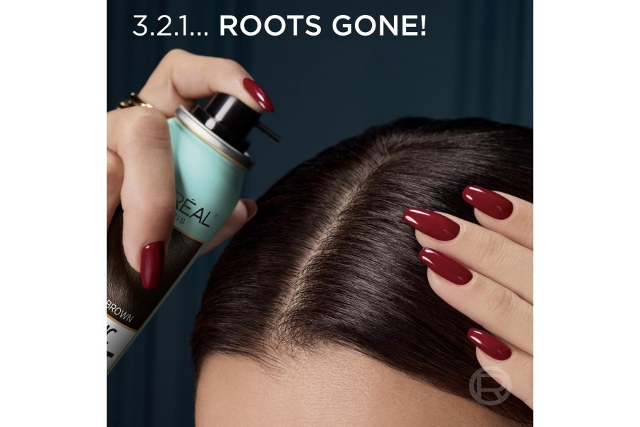 L'Oreal Paris Root Cover Up Spray corrector temporal gris, spray para color de cabello con cobertura de relleno y espesamiento, marrón oscuro, paquete de 2, el embalaje puede variar - Image 4