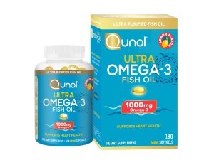 Qunol Fish Oil Omega 3 Mini cápsulas blandas, 1000 mg Omega 3 EPA + DHA, suplementos ultra puros, apoyo a la salud del corazón, sabor a limón, minis fáciles de tragar, suministro para 3 meses, 180 unidades