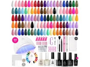 Kit de esmalte de uñas de gel Beetles con luz U V, 68 piezas de espectro emocional, kit de esmalte de uñas de gel de 35 colores con base y capa superior mate y brillante, kit de uñas de gel para todas las estaciones, herramientas de manicura, regalos para mujeres
