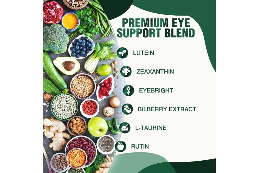 Suplemento de vitaminas y minerales para los ojos con luteína, zeaxantina, arándano y zinc, apoya la fatiga ocular, salud de la visión para adultos con vitaminas C y E, sin OGM, suplemento de vitaminas veganas para los ojos - 120 cápsulas - Image 3