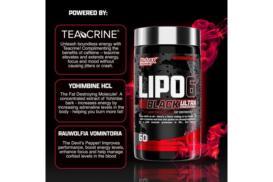 Nutrex Research Lipo-6 Negro Ultra Concentrado | Suplemento termogénico energizante para quemar grasa, aumenta la pérdida de peso, energía y concentración intensa | Cápsula, 60 unidades - Image 4