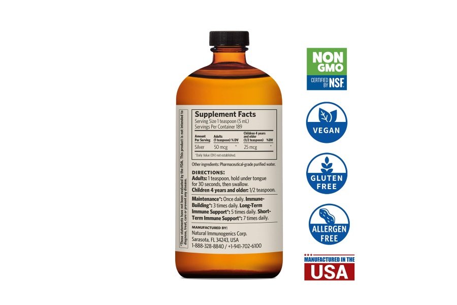Hidrosol de plata bioactivo Sovereign Silver para apoyo inmunológico - Plata coloidal - 10 ppm, 32 oz (946 ml) - Tamaño familiar - Image 4