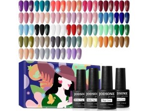JODSONE Juego de 36 esmaltes de uñas de gel, 32 colores, kit de esmalte de gel, capa base, mate brillante y capa superior con purpurina, juego de esmalte de uñas, verde, azul, rojo, rosa, colección de regalos para mujeres