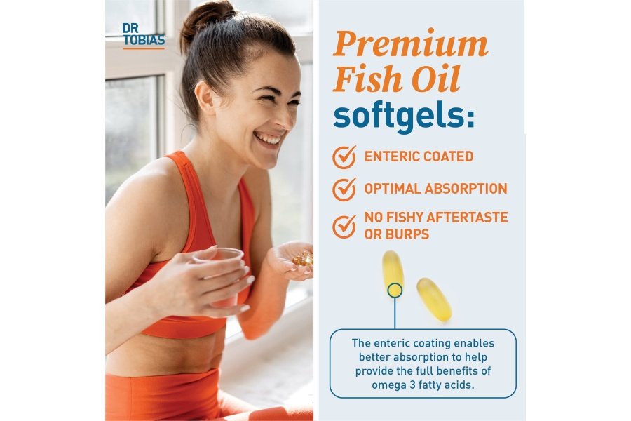 Dr. Tobias Aceite de pescado Omega 3, 2000 mg Suplemento de Omega 3 de triple potencia con 800 mg de EPA 600 mg de DHA por porción, Suplementos de aceite de pescado Omega 3 para el corazón, el cerebro y el apoyo inmunológico, 180 cápsulas blandas, 90 porciones - Image 5