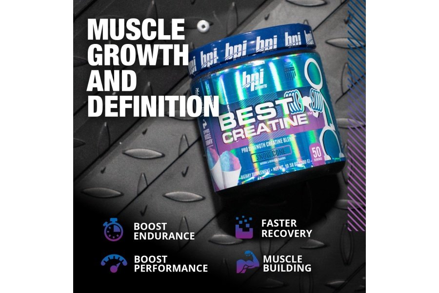 BPI Sports Best Creatine - Monohidrato de creatina, sal del Himalaya - fuerza, bombeo, resistencia, crecimiento muscular, definición muscular - Sin hinchazón - Cono de nieve - 50 porciones - 10.58 Oz - Image 3