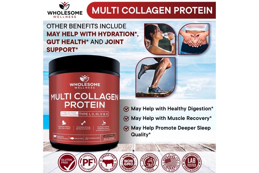 Polvo de proteína de colágeno múltiple hidrolizado (tipo I II III V X) Caldo súper hueso todo en uno alimentado con pasto + péptidos de colágeno - Mezcla premium de carne de res, pollo, pescado salvaje y colágeno de cáscara de huevo alimentados con pasto - Image 6