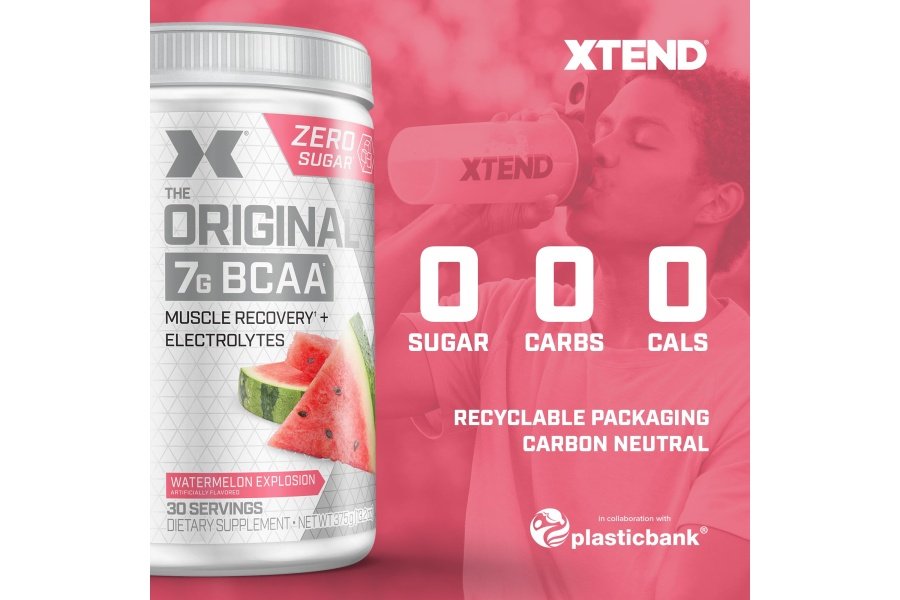 XTEND Original BCAA Powder Sandía Explosion - Bebida de recuperación muscular post-entrenamiento sin azúcar con aminoácidos - 7 g de BCAA para hombres y mujeres - 30 porciones - Image 5