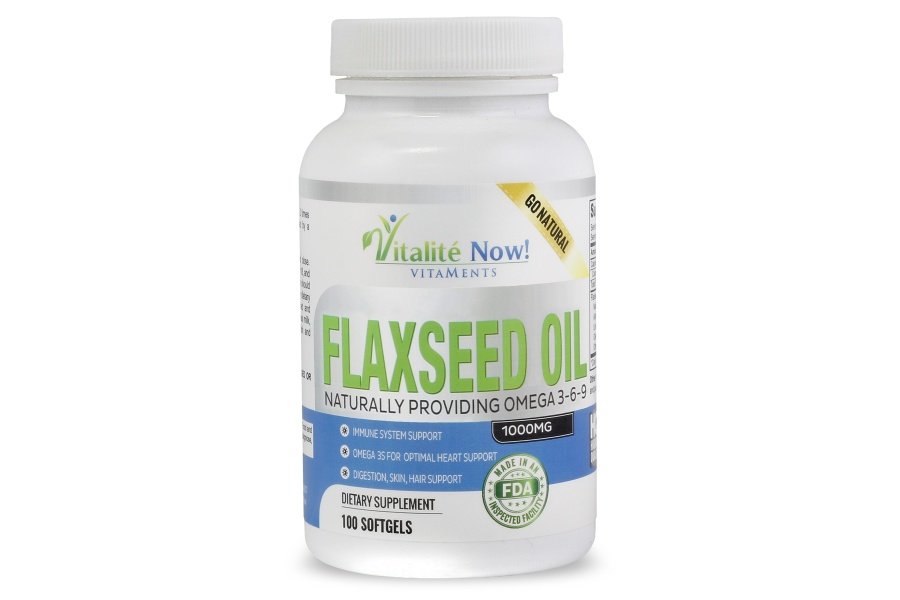 Vitalité ¡Ahora! Cápsulas blandas de aceite de linaza orgánico - 1000 mg premium, virgen prensado en frío a partir de semillas de lino - Soporte para la piel del cabello y las uñas - Suplemento Omega 3-6-9 - 100 unidades - ¡Suministro para más de 3 meses!