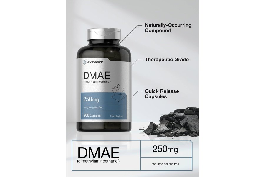 Suplemento Horbaach DMAE 250 mg | 200 Cápsulas | Sin OGM, sin gluten | Bitartrato DMAE - Image 3