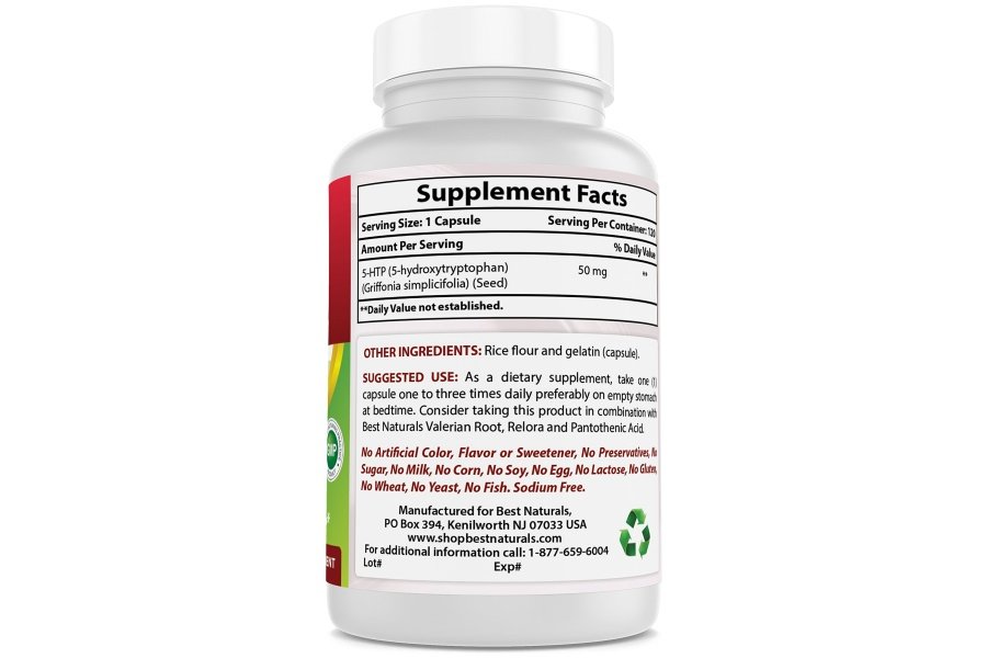 Best Naturals 5-HTP 50 mg 120 cápsulas, 5 cápsulas HTP apoya la relajación y el sueño reparador - Image 3