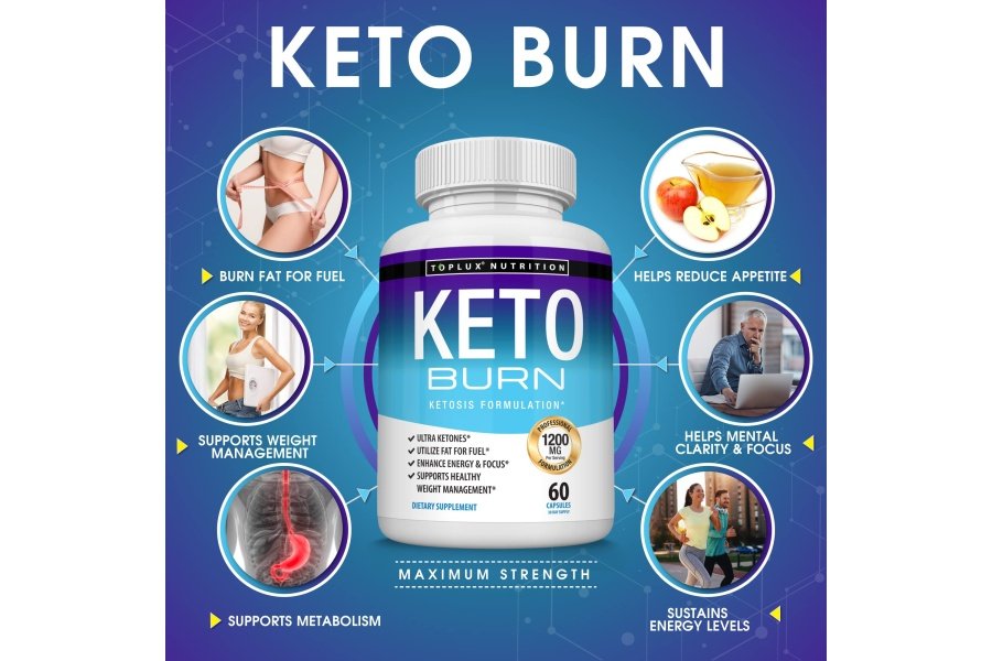 Toplux Keto Burn Pills Ketosis Pérdida de peso - 1200 mg Quemador de grasa cetogénico natural ultra avanzado usando dieta de cetonas para hombres y mujeres Suplemento de 60 cápsulas - Image 2