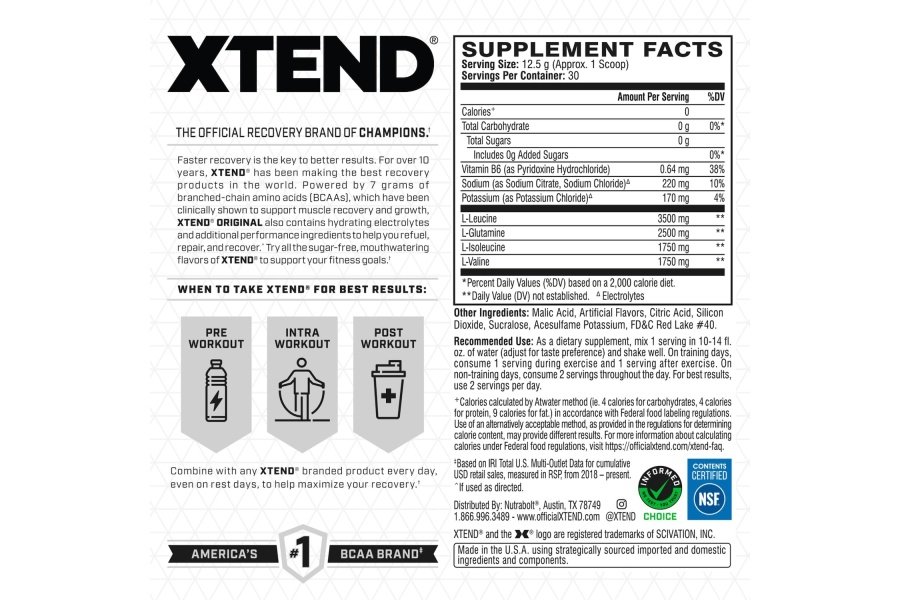 XTEND Original BCAA Polvo Sandía Explosión | Bebida de recuperación muscular post-entrenamiento sin azúcar con aminoácidos | 7 g de BCAA para hombres y mujeres | 30 porciones - Image 2
