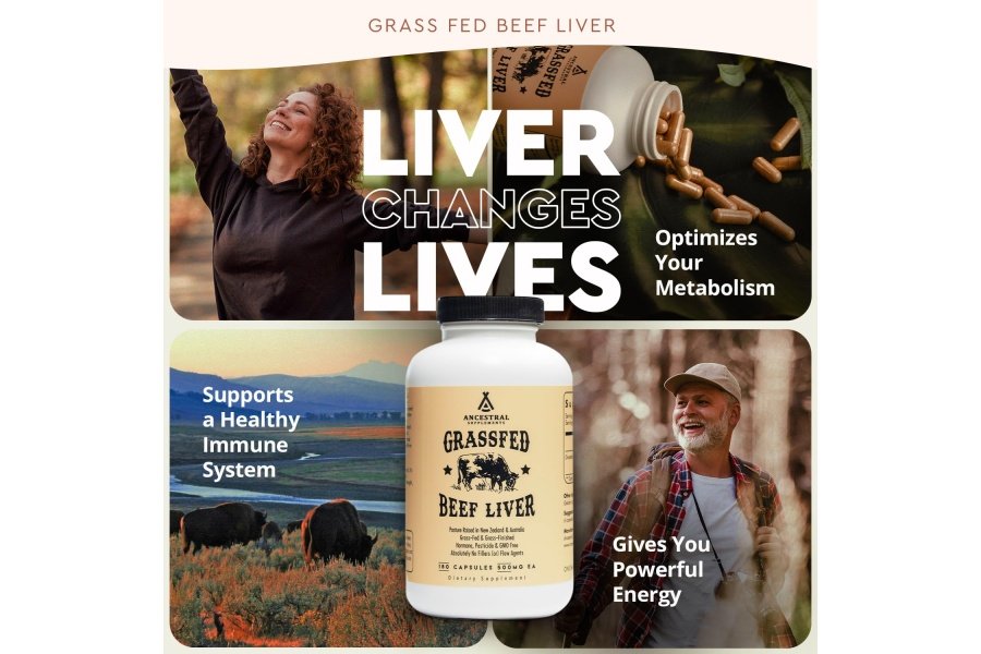 Ancestral Suplementos Hígado de res alimentado con pasto 180 cápsulas, apoya la producción de energía, desintoxicación, digestión, inmunidad y bienestar del cuerpo completo, sin OGM, suplemento para la salud del hígado liofilizado - Image 3