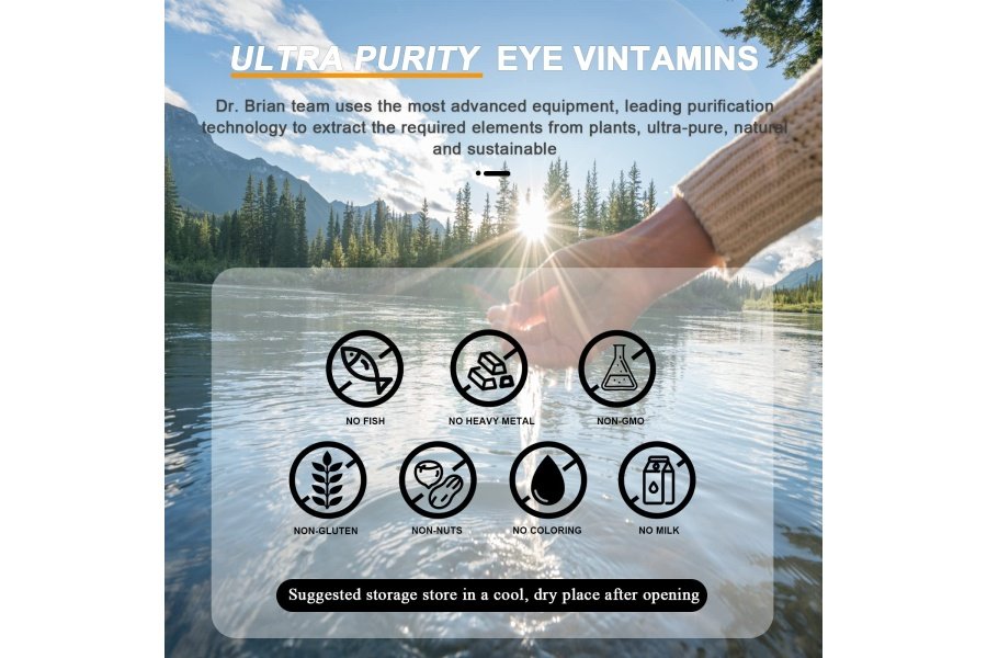 Dr. Brian Eye Vitamins Luteína y zeaxantina Cápsula Suplemento de luteína con luteína 16 mg Zeaxantina 4 mg Astaxantina 5 mg Vitamina A 2333 UI Vitamina E 9 UI para ojos secos Salud de la visión - Image 5