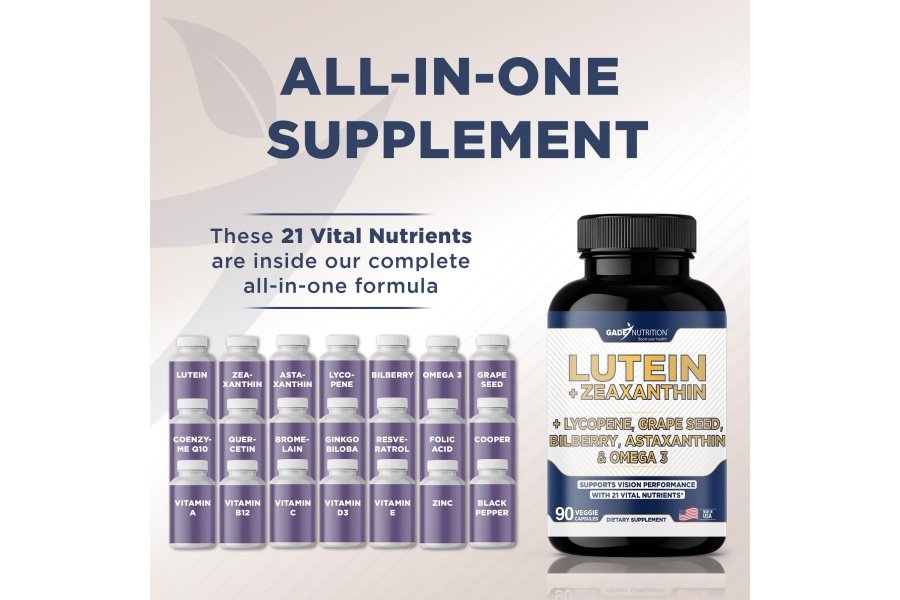 Suplementos de luteína y zeaxantina - Vitaminas para la salud ocular - Astaxantina, Omega 3, resveratrol, arándano, licopeno, quercetina, ginkgo biloba, vitamina D - Fórmula avanzada de apoyo ocular y visión saludable - Image 4
