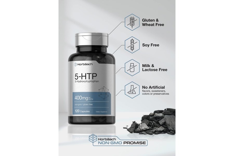 Horbaach 5HTP 400 mg Cápsulas | 120 unidades | Suplemento extra fuerte | Sin OGM, sin gluten | 5 hidroxitriptófano - Image 4