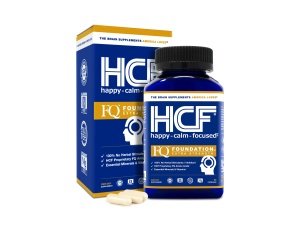 HCF Happy, Calm & Focused - Suplemento de enfoque nootrópico natural - Aumenta la concentración, mejora el enfoque, ayuda a la calma natural y alivia el estrés - 90 cápsulas para hombres y mujeres - Suplemento cerebral sin cafeína