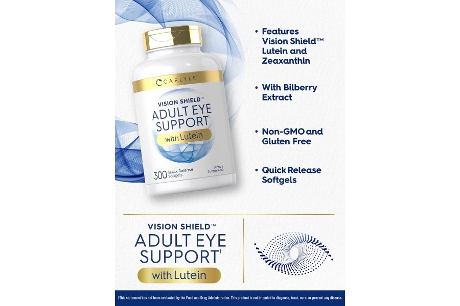 Soporte para ojos para adultos Carlyle | 300 Cápsulas | con Luteína y Zeaxantina | Suplemento sin OGM y sin gluten - Image 3