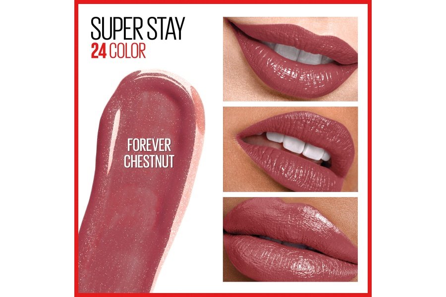 Maybelline Super Stay 24, maquillaje de lápiz labial líquido de 2 pasos, color altamente pigmentado de larga duración con bálsamo hidratante, Forever Chestnut, marrón, 1 unidad - Image 3
