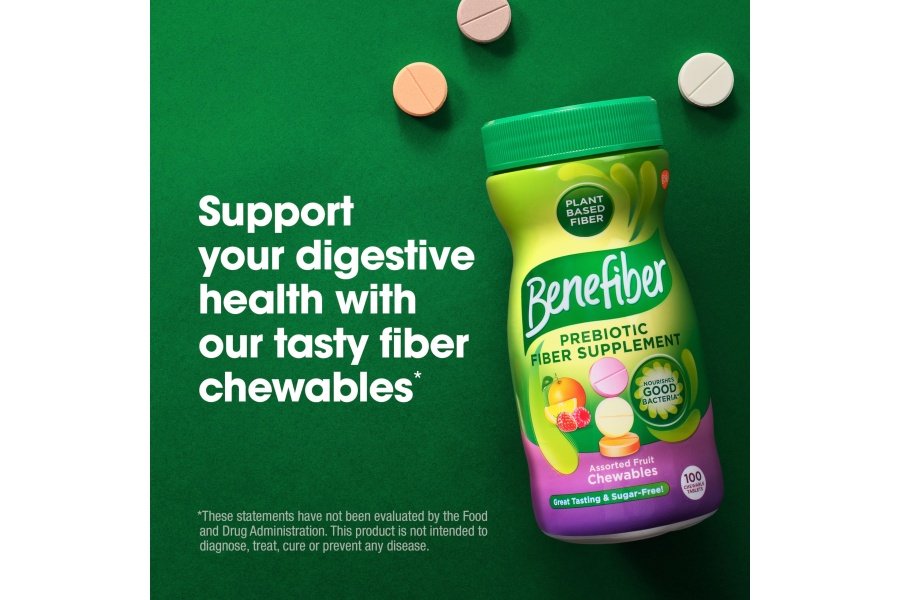 Benefiber Tabletas masticables de suplemento de fibra prebiótica para la salud digestiva, sabores de frutas variados, 100 unidades - Image 2