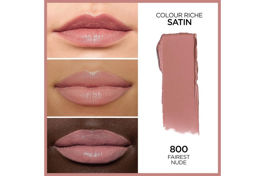 L'Oreal Paris Color Riche Original cremoso, hidratante satinado lápiz labial con aceite de argán y vitamina E, Fairest Nude, 1 unidad - Image 2