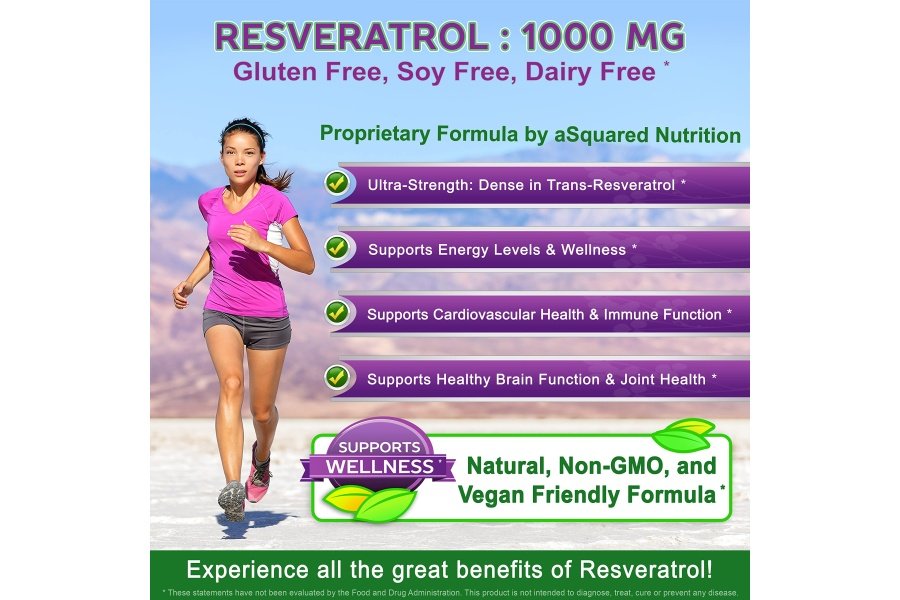 Resveratrol 100% natural - 1000 mg por porción Fuerza máxima (180 cápsulas) Suplemento antioxidante, píldoras de trans-resveratrol para la salud del corazón y puro, trans resveratrol y polifenoles - Image 2