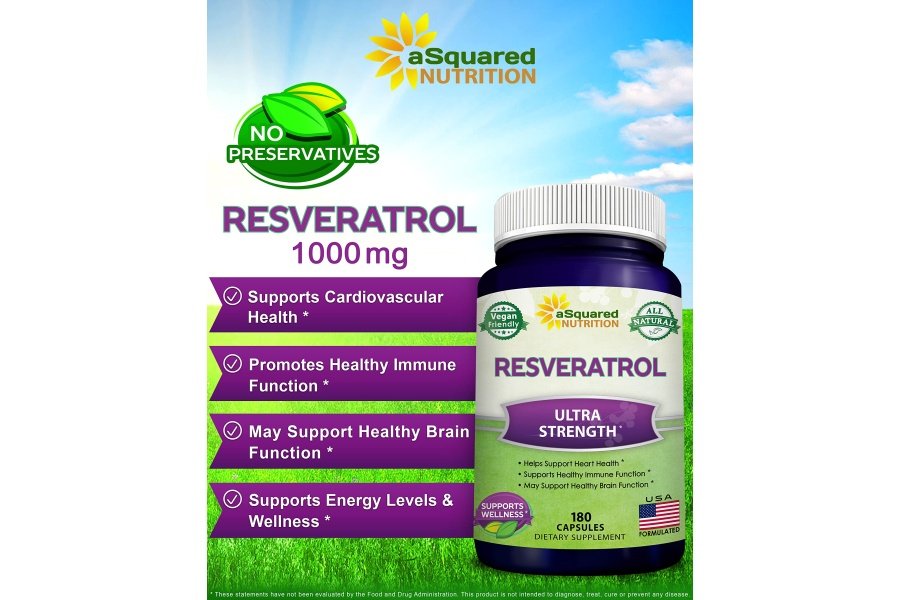 Resveratrol 100% natural - 1000 mg por porción Fuerza máxima (180 cápsulas) Suplemento antioxidante, píldoras de trans-resveratrol para la salud del corazón y puro, trans resveratrol y polifenoles - Image 3