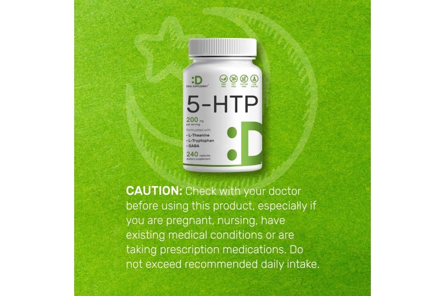 5-HTP 200 mg por porción, 240* cápsulas, 98 % extracto de semilla de Griffonia de origen africano | Fórmula 4 en 1 | Además de L teanina activa, L triptófano y GABA | Suplemento de apoyo a la relajación - Image 6