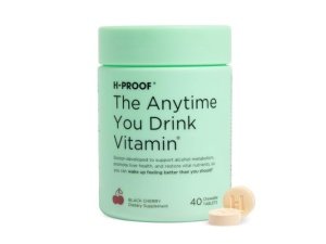 H-PROOF La vitamina en cualquier momento que bebe para la salud del hígado y el apoyo inmunológico con electrolitos, antioxidantes, cardo mariano, vitaminas, 40 tabletas masticables (20 porciones), cereza negra