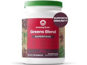 Increíble polvo de superalimento Grass Greens: polvo verde con enzimas digestivas y probióticos, espirulina orgánica, clorella y raíz de remolacha en polvo, baya, 100 porciones
