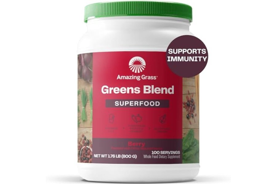 Increíble polvo de superalimento Grass Greens: polvo verde con enzimas digestivas y probióticos, espirulina orgánica, clorella y raíz de remolacha en polvo, baya, 100 porciones