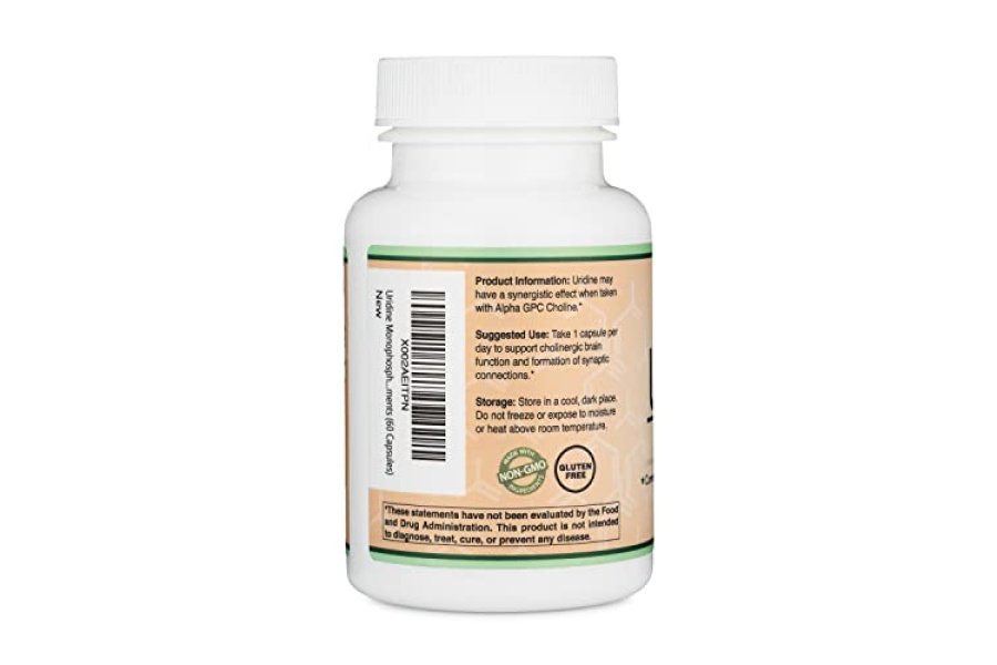 Monofosfato de uridina - Probado por terceros (potenciador de colina, nootrópico para principiantes) (300 mg, 60 cápsulas) Sinergia con colina Alpha GPC para la salud cerebral y la memoria de Double Wood - Image 4