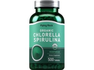 Piping Rock Clorella Espirulina Orgánica | 500 tabletas | Pastillas Vegetarianas | Suplemento sin OGM y sin gluten