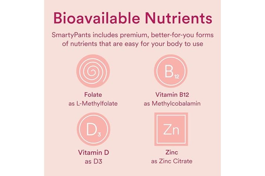 Gomitas multivitamínicas para mujeres SmartyPants: aceite de pescado Omega 3 (EPA/DHA), metilfolato, CoQ10, vitamina D3, C, vitamina B12, B6, vitamina A, K y zinc, sin gluten, 180 unidades (suministro para 30 días) - Image 10