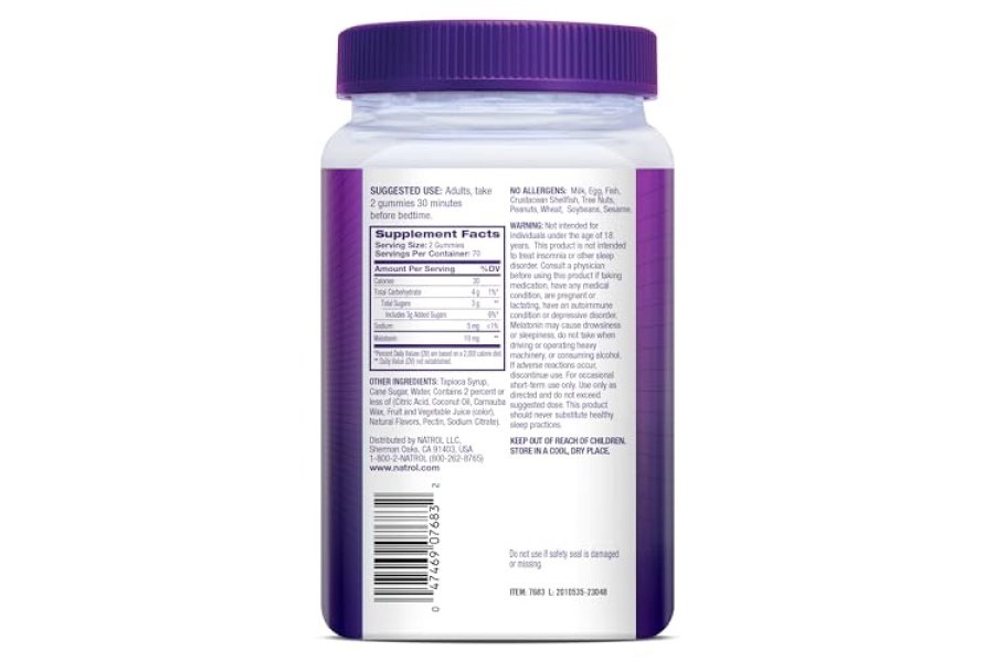 Natrol Gomitas de melatonina de 10 mg, apoyo para dormir para adultos, suplementos de melatonina para dormir, 140 gomitas con sabor a fresa, suministro para 70 días - Image 9