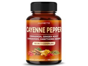 Cápsulas de pimienta de Cayena - Ultra complejo con canela, jengibre, cardamomo, baya de espino - Apoya la digestión, la circulación y el bienestar general (180 unidades (paquete de 1))