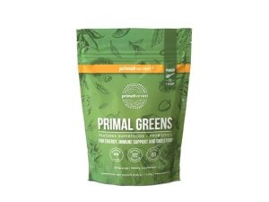 Primal Harvest Super Greens en polvo, 30 porciones con +50 Greens Superfood Chlorella, probióticos, té verde, hierba de trigo, col rizada, cúrcuma para energía, Primal Greens
