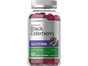 Gomitas de saúco negro Horbäach Sambucus | 120 unidades | con Zinc y Vitamina C | Extracto vegano, sin OGM, sin gluten para adultos | Sabor a bayas