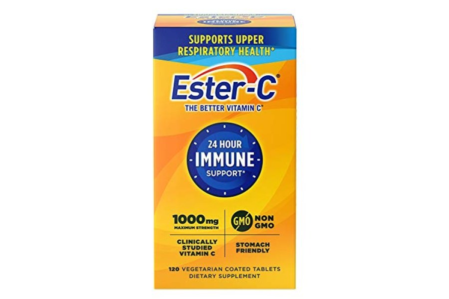 Ester-C Vitamina C 1000 mg comprimidos recubiertos, refuerzo del sistema inmunológico, suplemento apto para el estómago, 120 unidades